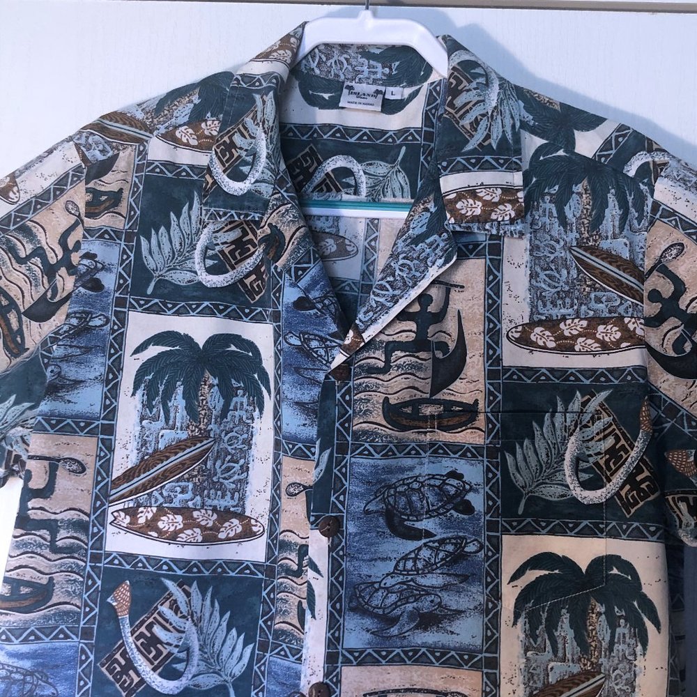 Island Wear Shirt L Hawaii Surfboards Turtles Boat